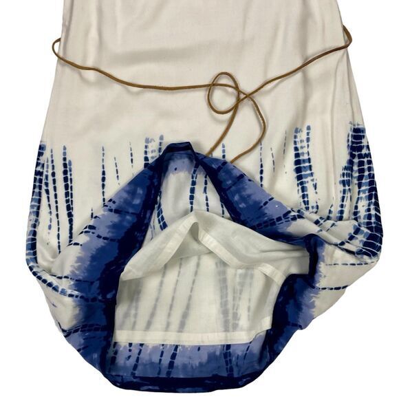 Tommy Hilfiger Denim Dress Women XS White Blue Tie Dye Belted Summer Beach Vacay - Picture 8 of 16